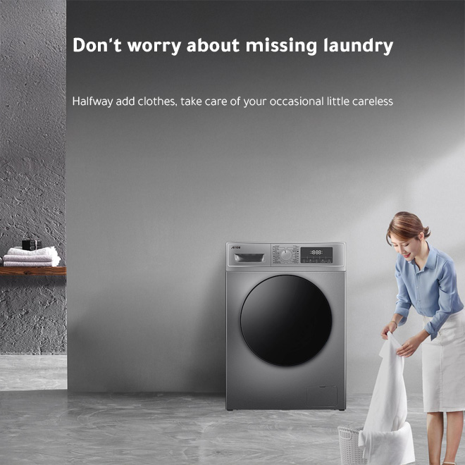 RO-09FWTS-01, ARROW FRONT LOAD WASHING MACHINE 8KG, SILVER COLOR, DOUBLE LAYER DOOR