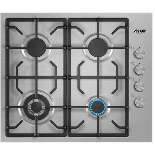 Arrow Gas Hob, 60 cm, Cast Iron Pan Supports,1 double burner,lateral knobs , Italian Made RO-HG64HDK