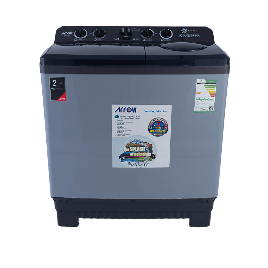  ARROW TWIN TUB WASHING MACHINE, 14KG, DARK GREY,RO-15TTB