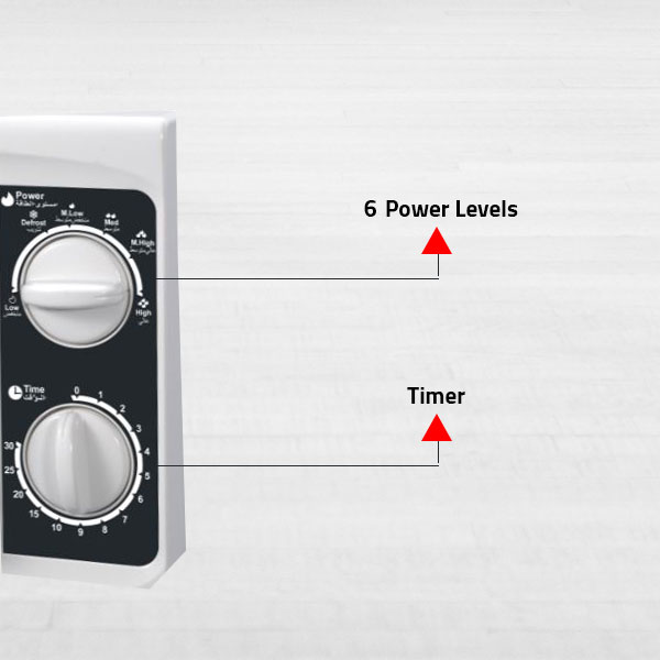 Arrow Microwave Oven Mechanical 700W With 6 Microwave Power Levels 20L White, RO-20MG