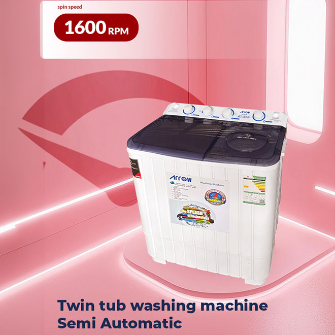 ARROW TWIN TUB SEMI AUTOMATIC WASHING MACHINE, 7 KG, RO-08TTB