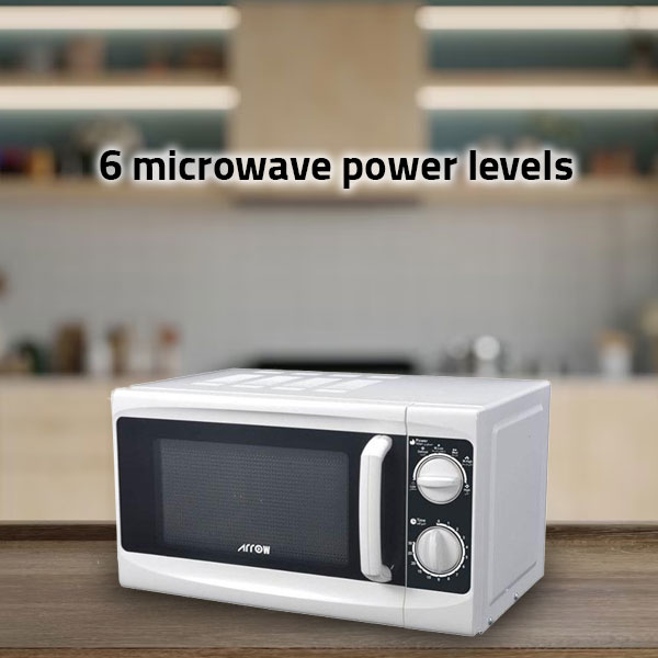 Arrow Microwave Oven Mechanical 700W With 6 Microwave Power Levels 20L White, RO-20MG