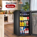 ARROW 90L COOLING CABINET REFRIGERATOR | Full glass Panel material|3 Shelf Wire | Mechanical Control system |Outside Evaporator |Black Color |Fan cooling Cooling system |LED Interior Light | Model Name: RO-110SCK