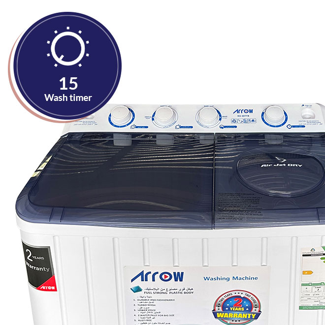 ARROW TWIN TUB SEMI AUTOMATIC WASHING MACHINE, 7 KG, RO-08TTB