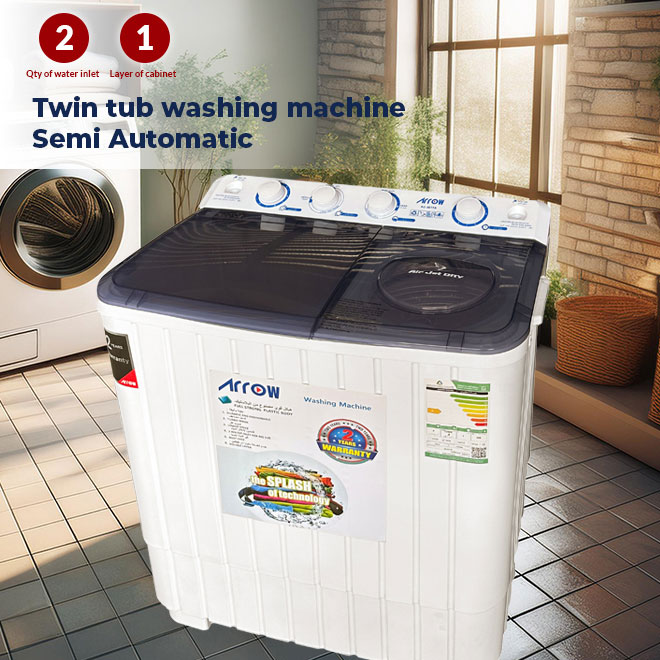 ARROW TWIN TUB SEMI AUTOMATIC WASHING MACHINE, 7 KG, RO-08TTB