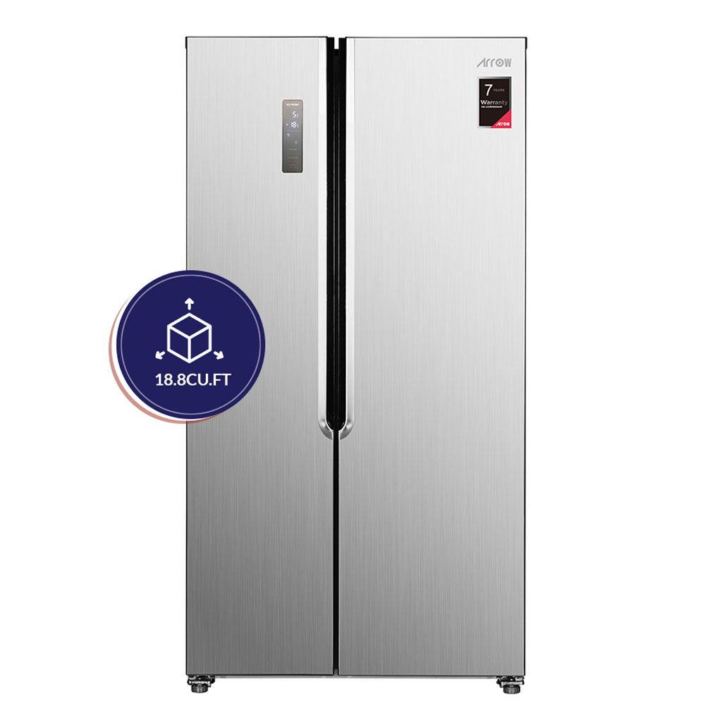 ARROW 532 LTR ARROW SIDE BY SIDE Refrigerator, 18.39 Feet | NOFROST | SILVER color RO2-820SNF