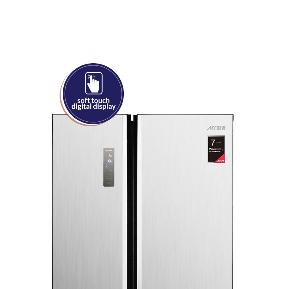 ARROW 532 LTR ARROW SIDE BY SIDE Refrigerator, 18.39 Feet | NOFROST | SILVER color RO2-820SNF