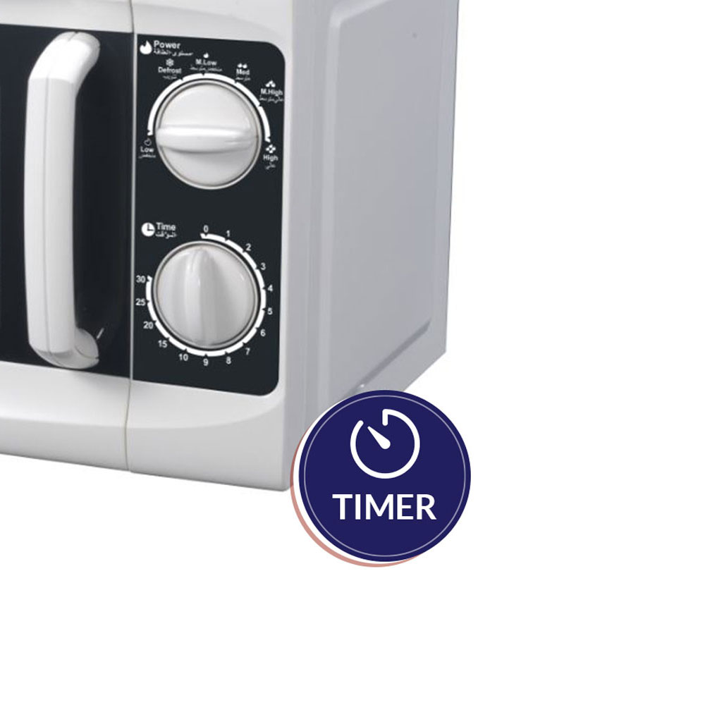 20L Microwave Oven Mechanical,700W 6 Micro Levels white Defrost Setting Manual Panel RO-20MG
