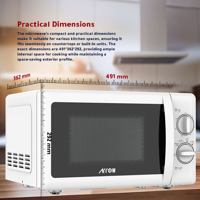 RO-20MW,Arrow, White,20L Mechanical microwave,700W output power