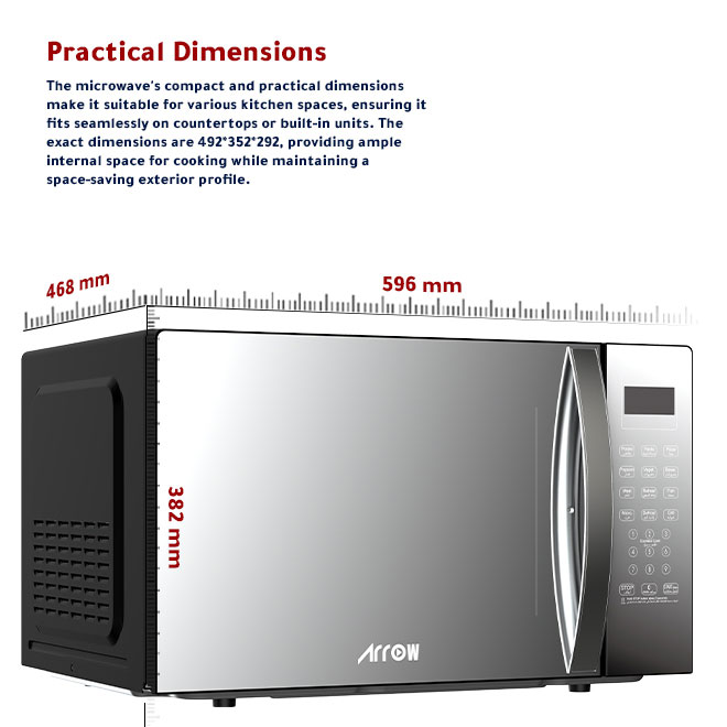 RO-42MWBG,Arrow, Silver, 42L Digital microwave with grill,1000W microwave output