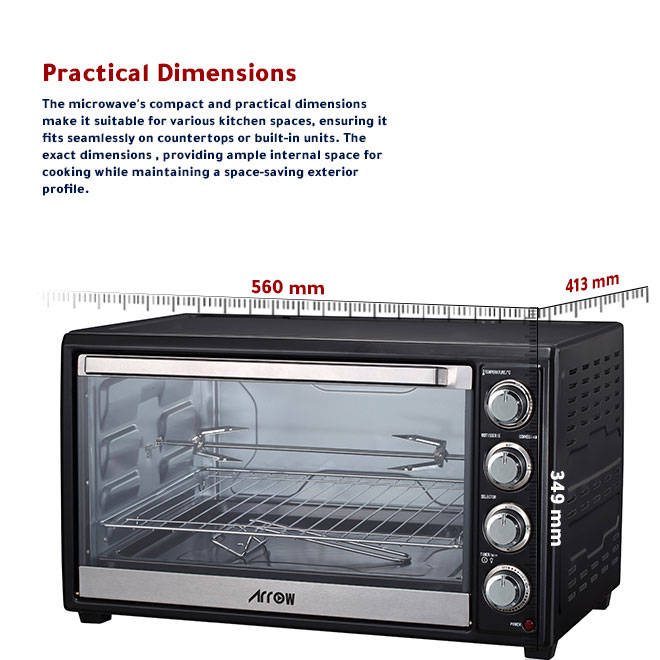 Electric Oven 45 L 2000 Watts With Rotisserie , Grill Function And Power Indicator Light , 60 Mins Timer & Shut Off Bell ,RO-45EOB