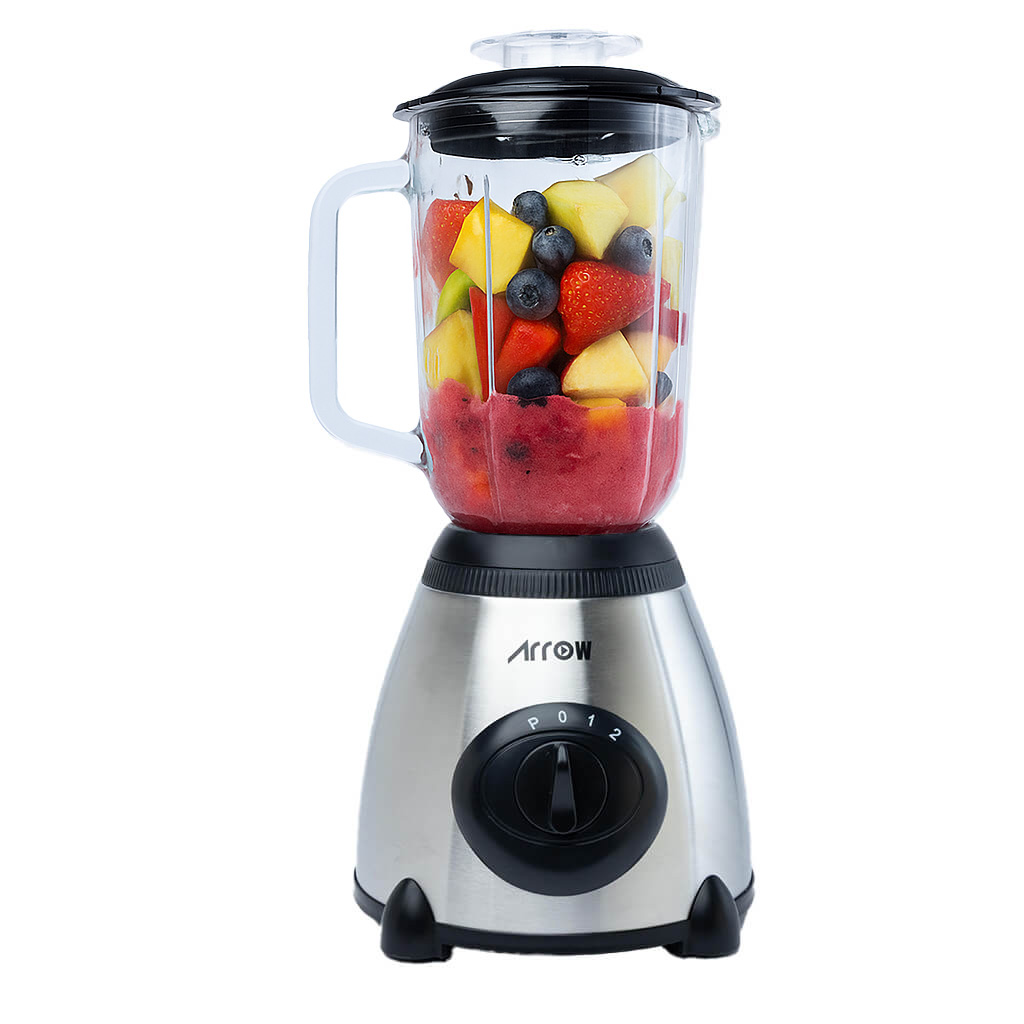 1.5L Glass Blender with Grinder, Stainless Steel Body, 400W Power, Ice Crush Function | RO-15GBSY