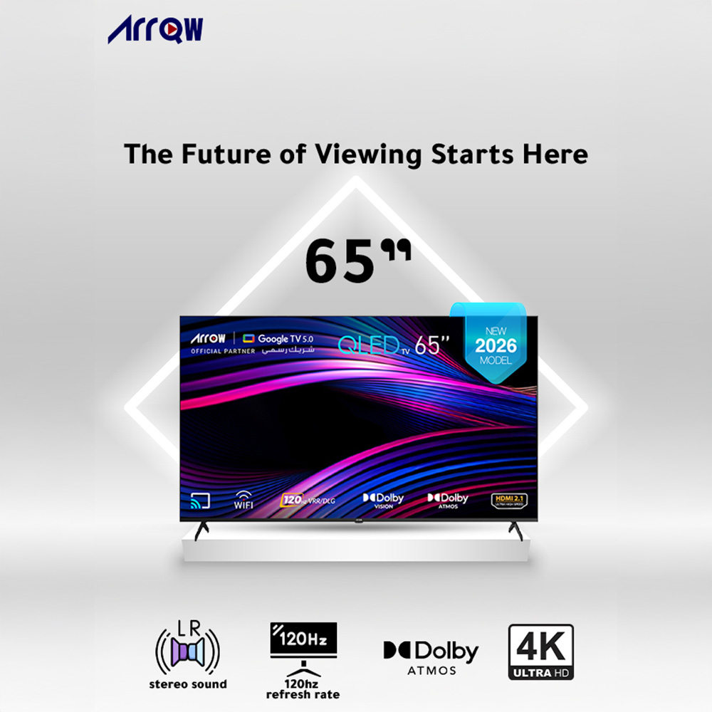 ARRQW 65 INCH QLED 4K GOOGLE TV 5.0, DOLBY VISION/ATMOS, DLG 120HZ, TV RO-65LCQ120