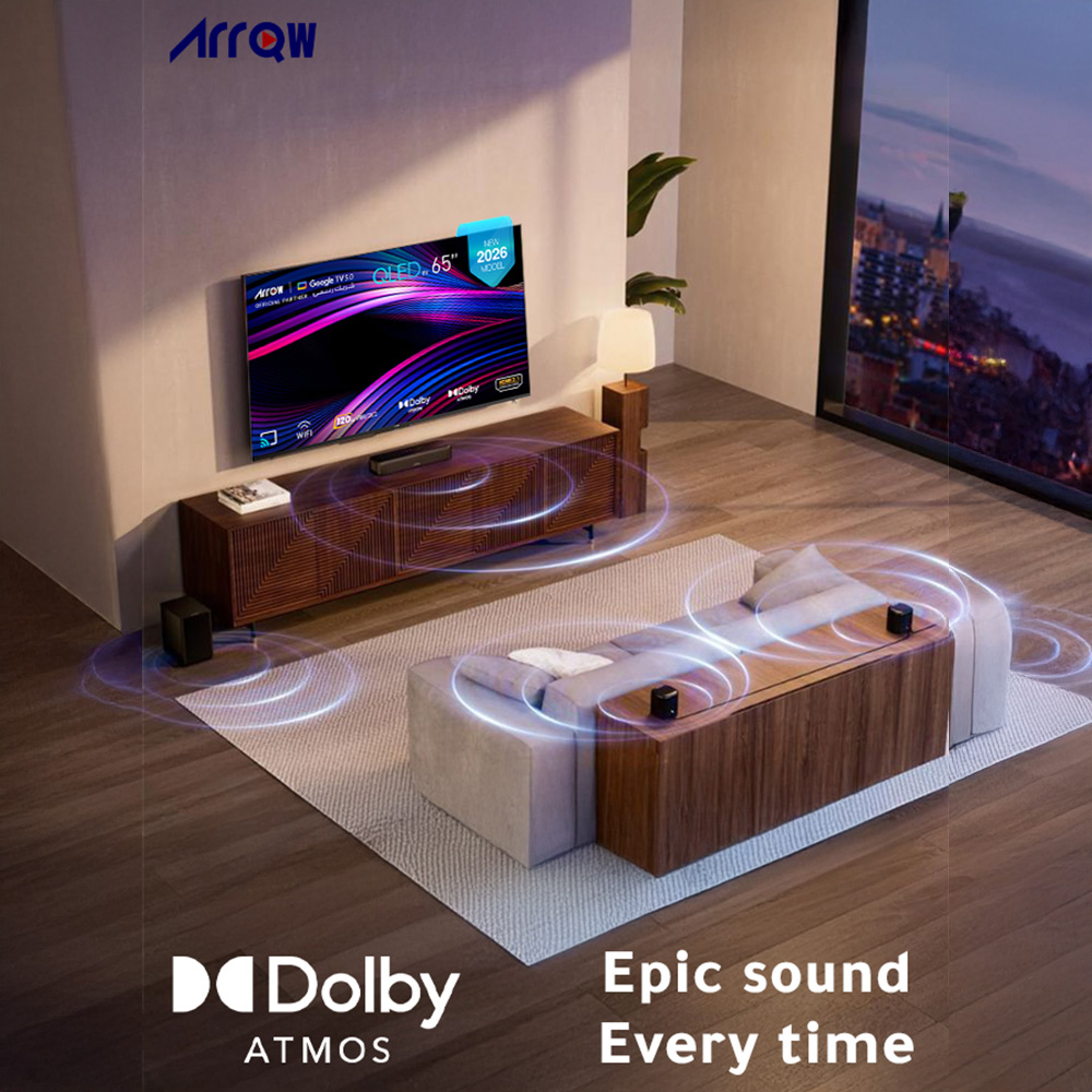 ARRQW 65 INCH QLED 4K GOOGLE TV 5.0, DOLBY VISION/ATMOS, DLG 120HZ, TV RO-65LCQ120