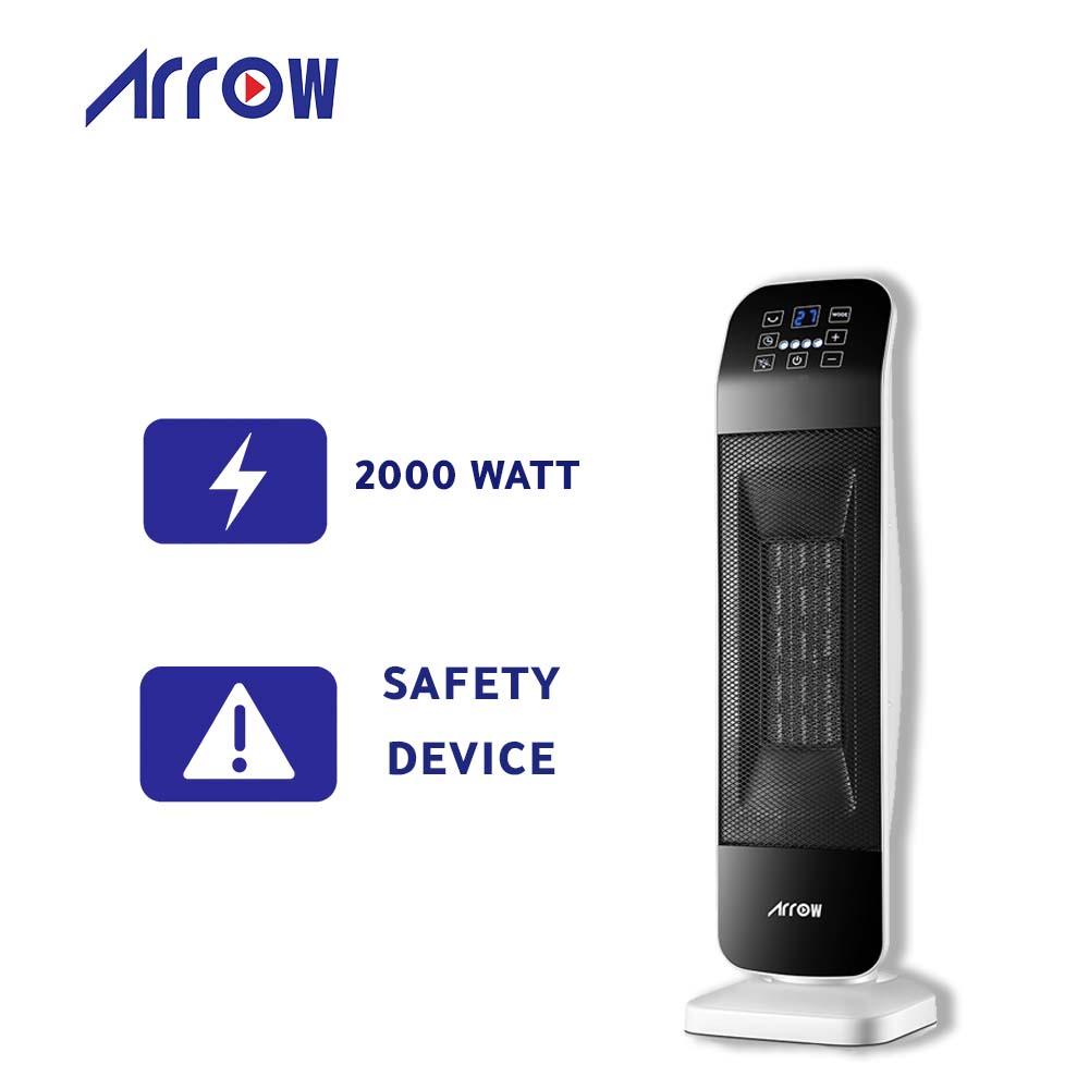 PTC Ceramic Fan Heater 2000W with Infrared Remote & LED Display | RO-2000HPJ