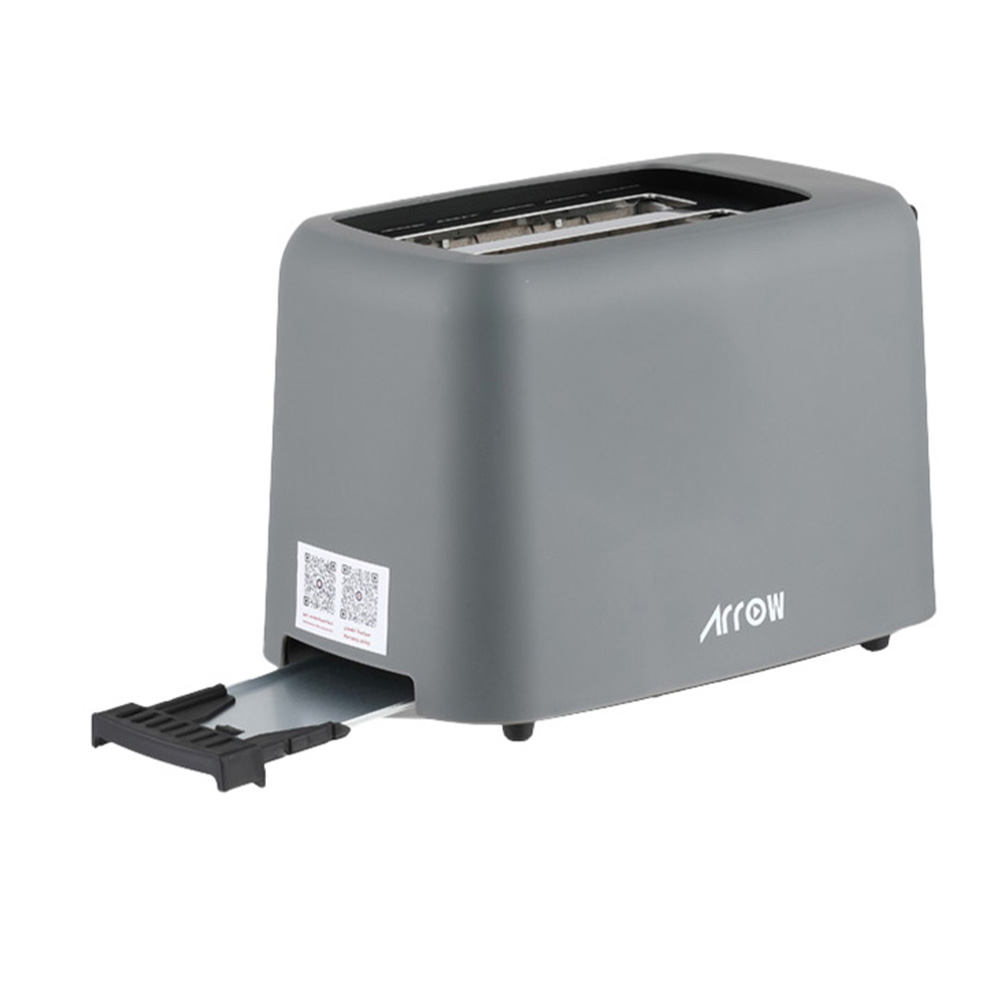 2-Slice Plastic Toaster with 6 Browning Levels, 650W, Black & Dark, Short Slot, Cord Storage -RO-02TD