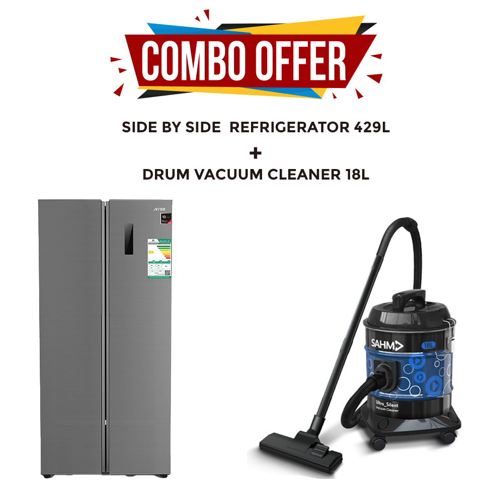 Combo Offer SIDE BY SIDE  REFRIGERATOR 429L +  Drum Vacuum Cleaner 18L