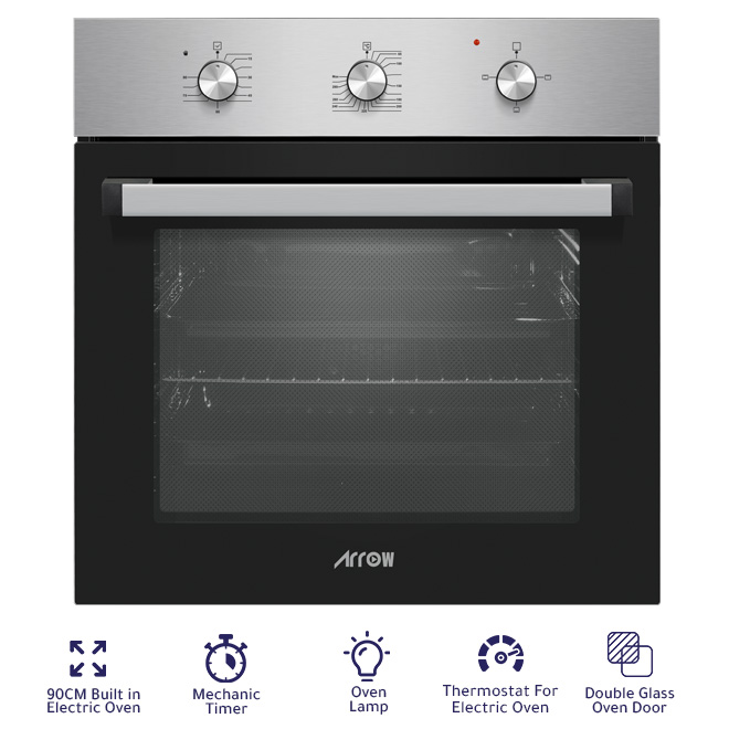 ARROW 60cm Built-In Electric Oven with Cooling Fan, Thermostat,and Inox Panel | RO-60BEO4K 
