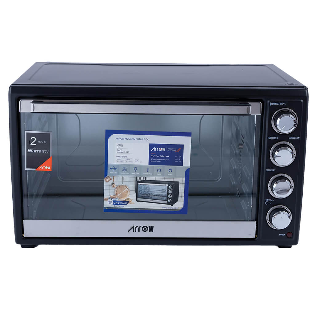 Electric Oven 60L 2000 Watts With Rotisserie, Grill Function And Power Indicator Light, 60 Mins Timer & Shut Off Bell  RO-60EOB