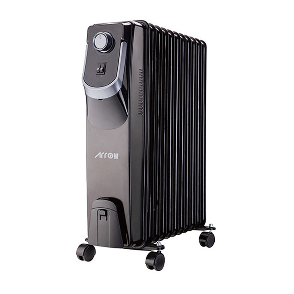 Electric Oil Heater 2500W with 15 Fins & Adjustable Thermostat | RO-15OHSB