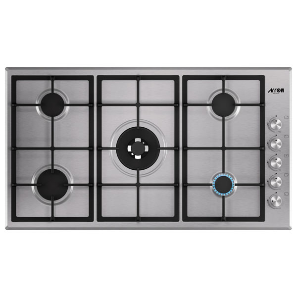 Gas Hob, 90 cm, Cast Iron Pan Supports, 1 double central burner,lateral knobs- RO- HG905HDK
