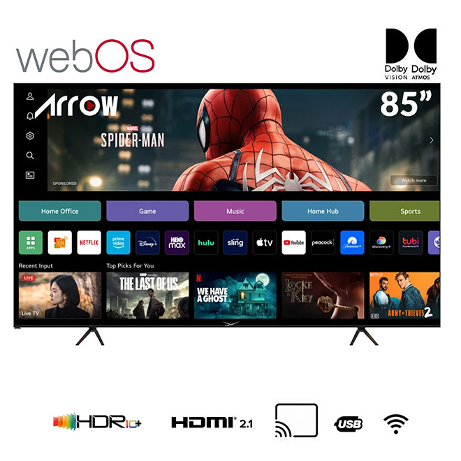 تلفزيون اركيو 85 بوصة بدقة 4 كيه الترا اتش دي LED، تلفزيون Webos مع جهاز تحكم عن بعد  | RO-85LPW